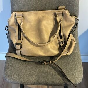 Large beige crossbody purse